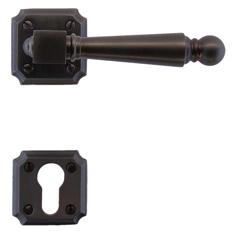 Poignée de porte genua carbon noir rosace cylindre