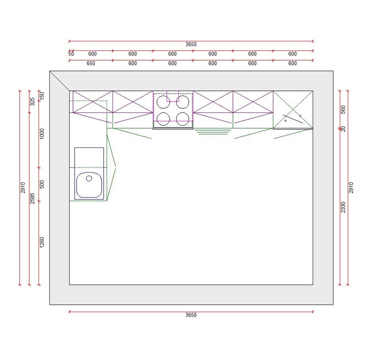 Hoekkeuken Premium 16A wit kader 365x165cm - voorgemonteerd - met toestellen - vitrokeramische kookplaat en inox wanddampkap