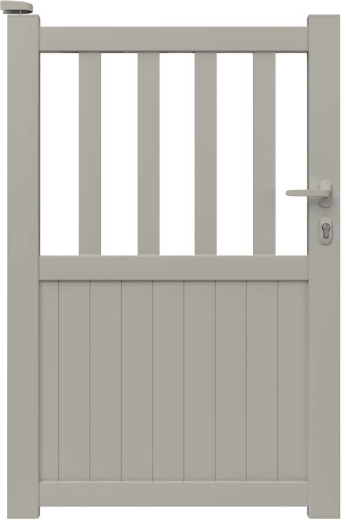 Portail simple Cadiz aluminium gris soie sur mesure ouverture à gauche