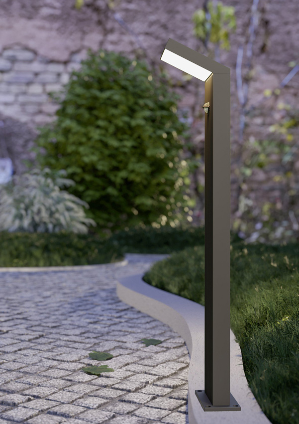 Lantaarn - zwart - 16,2x15,5x80cm - LED - 1x10W - 3000K - met bewegingssensor