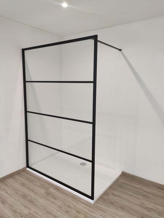 Paroi de douche Ugo profile noire 120x200cm avec barre