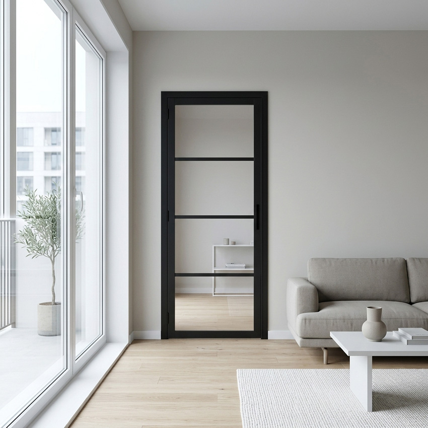 Complete deur 73cm steel look feeling 4R helder glas 201.5cm