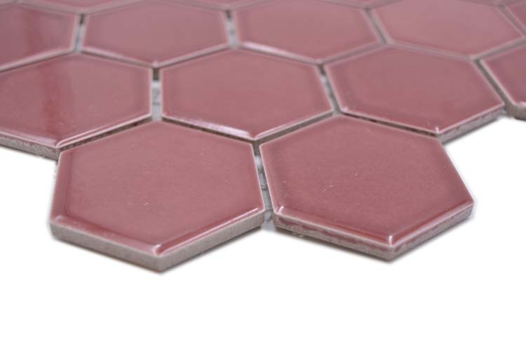 Mosaïque Hexagon bordeaux brillant 32,5x28,1cm