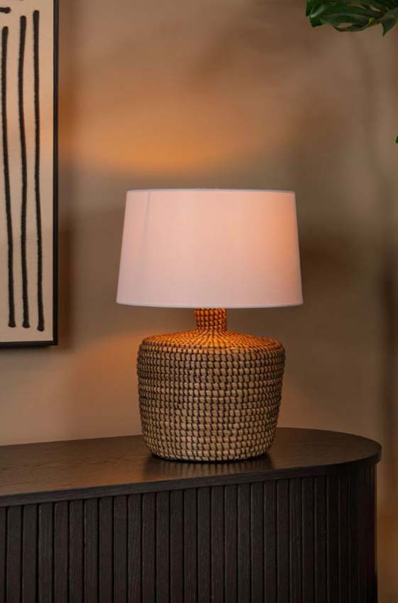 Lucide Premium Ambala - Lampe de table - Naturel - Ø35cm - E27 - 1x40W - Vase