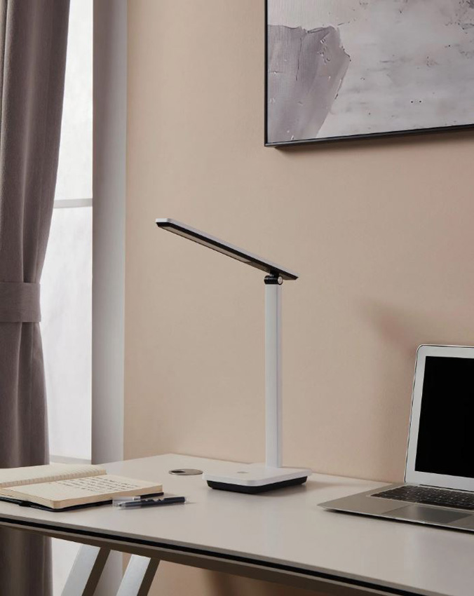 Tafellamp - wit/zwart - 33x3,5x35cm - dimbaar - LED - 1x3,6W - 3000-6500K - accu + USB
