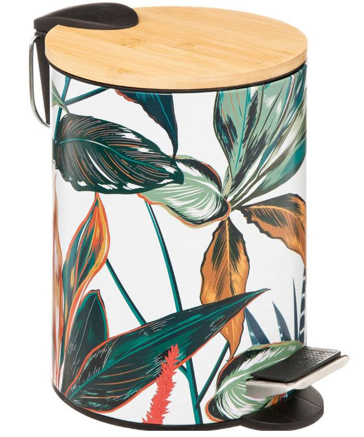 Poubelle à pédale Hawaii métal/bambou multicolore 3L