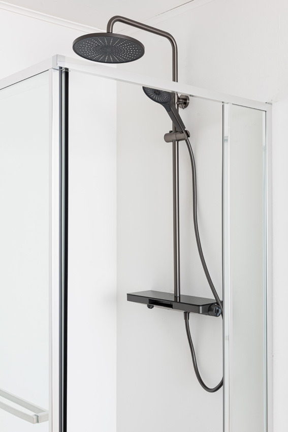 Douchehoek Ares met plaatsbesparende deur chroom 90x90x190cm