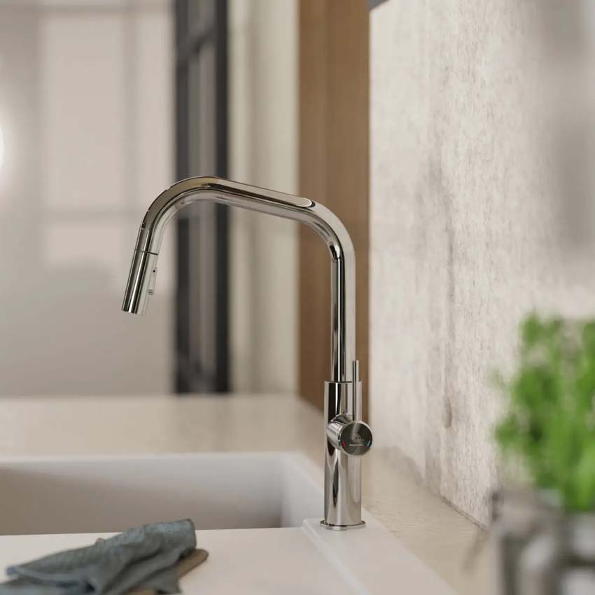 Robinet de cuisine Wasserwerk WK 13 Edge chrome avec bec extractible