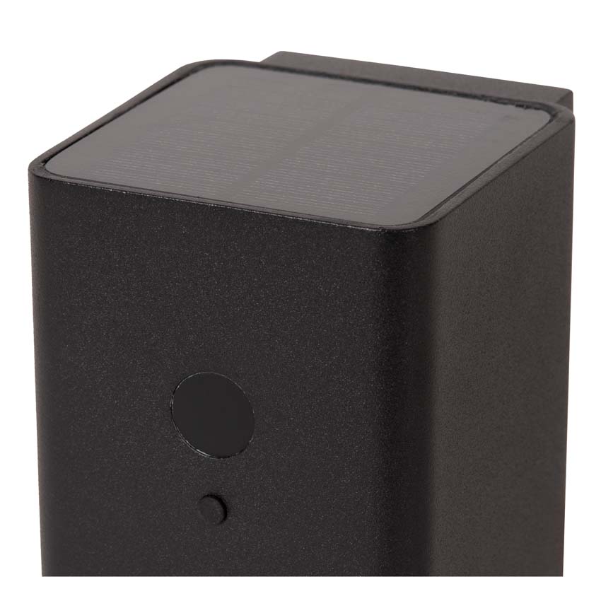 Wandlamp Solar Lomu - zwart - LED dimbaar - 1x1W - 2850K/3150K - IP54 - Dag/nacht sensor