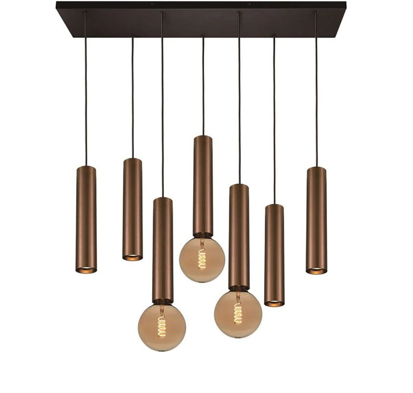Hanglamp - zwart/geborsteld brons - 108x90cm - dimbaar - E27/GU10