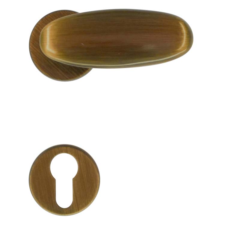 Poignée de porte lecce modèle nouveau bronze rosace cylindre