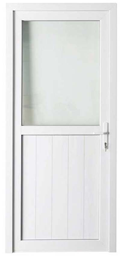 Porte extérieure Deceuninck PVC semi-vitrée verre transparent blanc 900x2000mm poussant à gauche