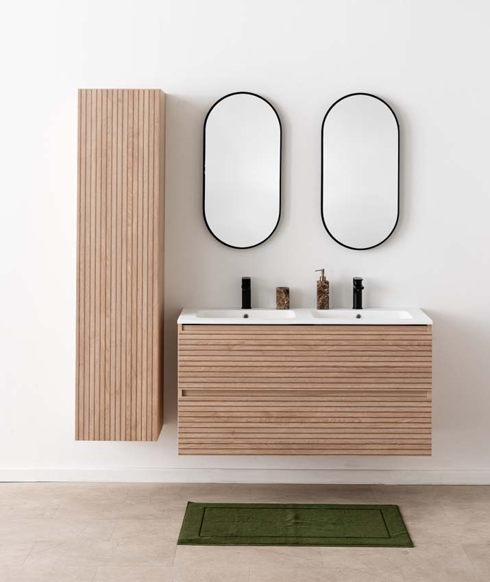 Meuble de salle de bain Dotan line up 2 tiroirs 1200 mm lavabo blanc mat