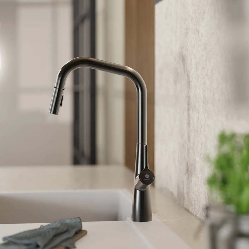 Robinet de cuisine Wasserwerk WK 9 Edge graphite mat avec bec extractible