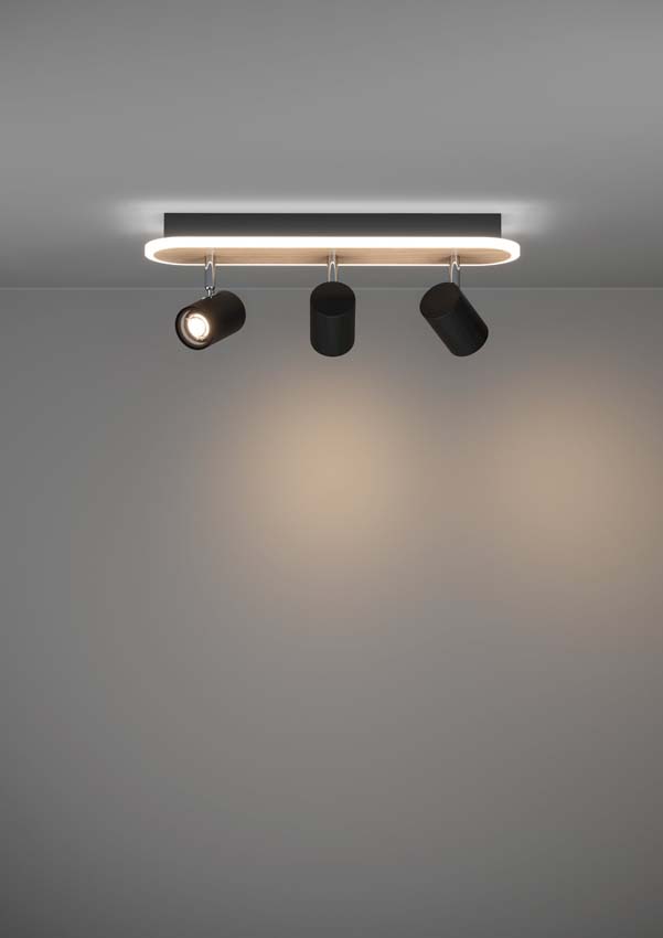 Opbouwspot - Zwart/bruin - 46x10x15 cm - Dimbaar - LED - 3x20W - 3000K