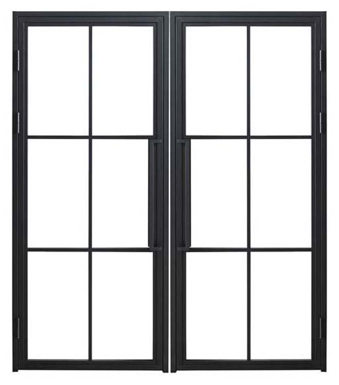 Porte intérieure double en acier Tara noir 2x6V poussant à gauche sur mesure