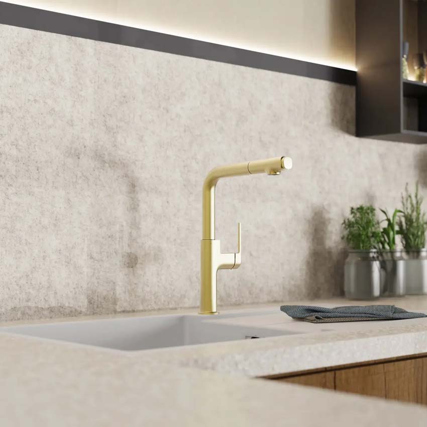 Robinet de cuisine Wasserwerk WK 11 or mat avec bec extractible