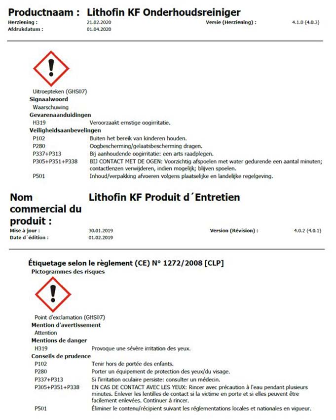 Lithofin KF Onderhoudsreiniger 1 liter voor tegels