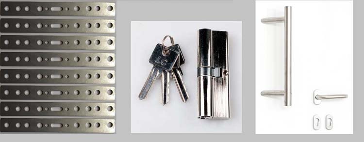 Toebehoren compleet buitendeur pvc zilver kruk + trekker