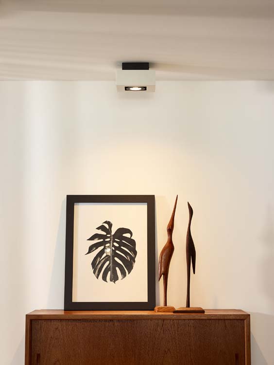 Plafondlamp - vierkant - wit/zwart - dimbaar - LED - GU10 - 5W - 2200/3000K