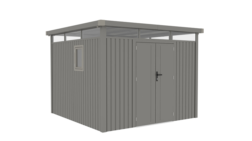 Abri de jardin Segura métal gris 294x294x222cm avec double porte
