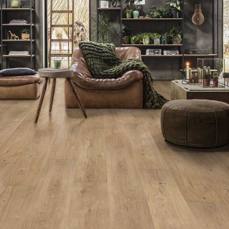 Sol vinyle Floorify Cognac planche 4,5mm brun clair 152,4x22,5cm