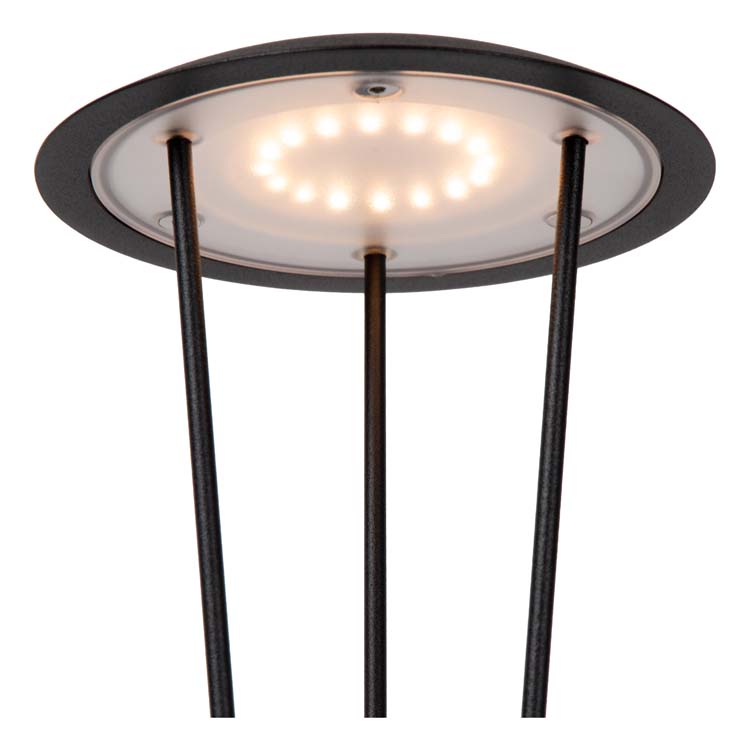 Lucide RENEE - Lampe de table Extérieur Rechargeable - Batterie - Ø 12,3 cm - LED Dim. - 1x2,2W 2700K/3000K - IP54 - Avec station de charge sans fil - Noir