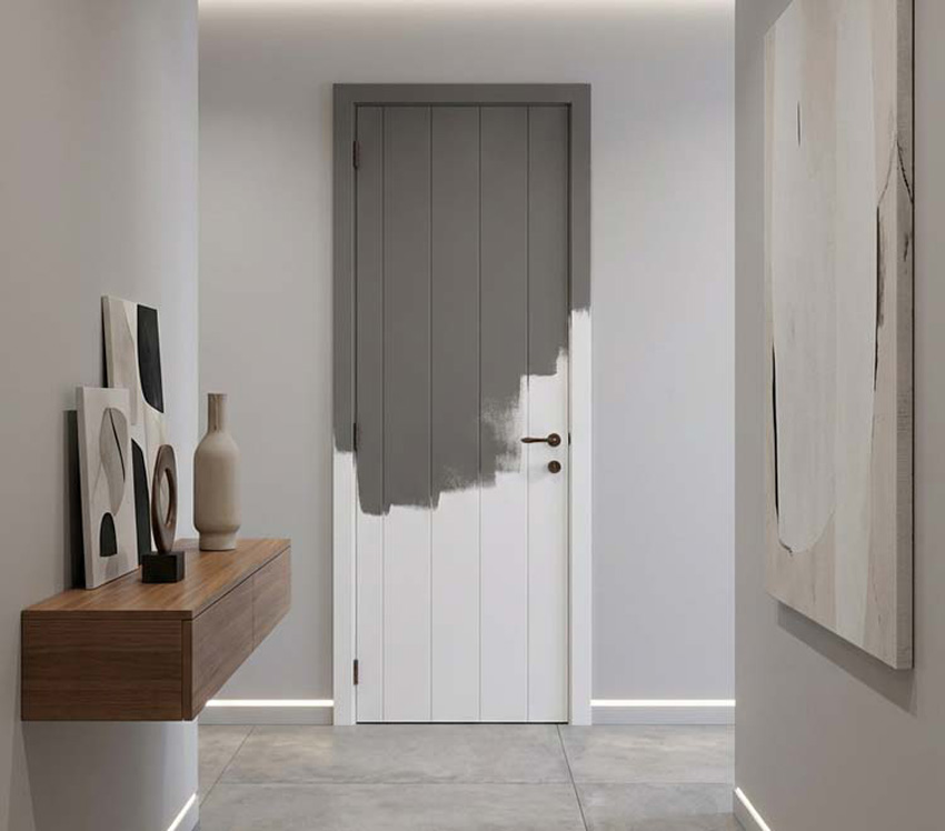 Bloc-porte à peindre Moderne Verticale 730mm ALVEOLAIRE