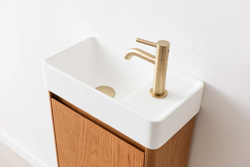 Toiletmeubel Floris eik wastafel wit 50x40,5x25cm Toiletmeubel Floris eik wastafel wit 50x40,5x25cm