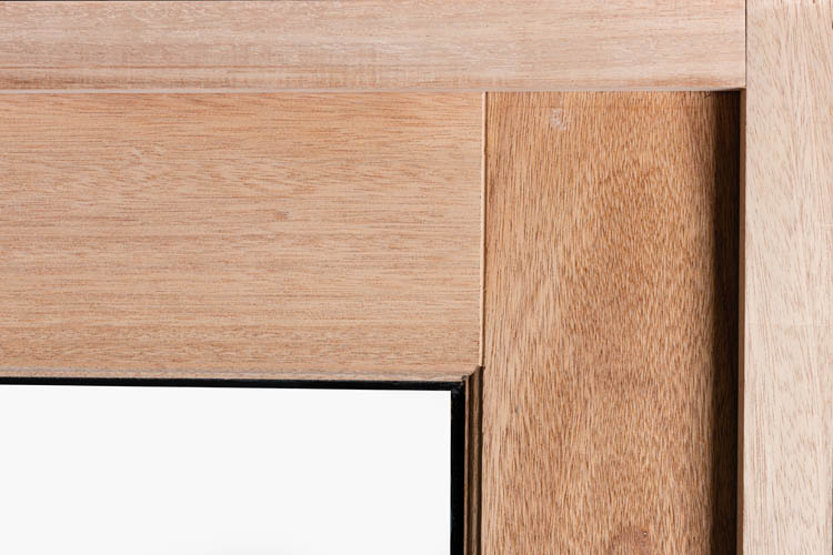 Houten buitendeur meranti natuur helder glas 940x2145mm rechts duwend