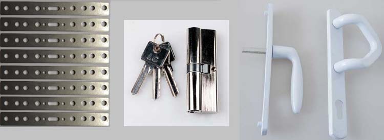 Toebehoren compleet buitendeur pvc witte kruk + trekker