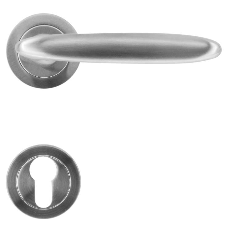 Poignée de porte pro bolzano look inox rosace cylindre