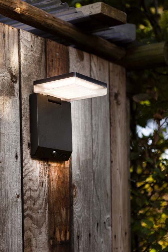 Wandlamp buiten - zwart - H15cm - LED - 1x8W - 4000K - IP44 - bewegingssensor