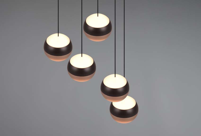 Hanglamp Easy Lift - Zwart/brons - Ø30 cm - Dimbaar - 5x8W - 2300-4000K