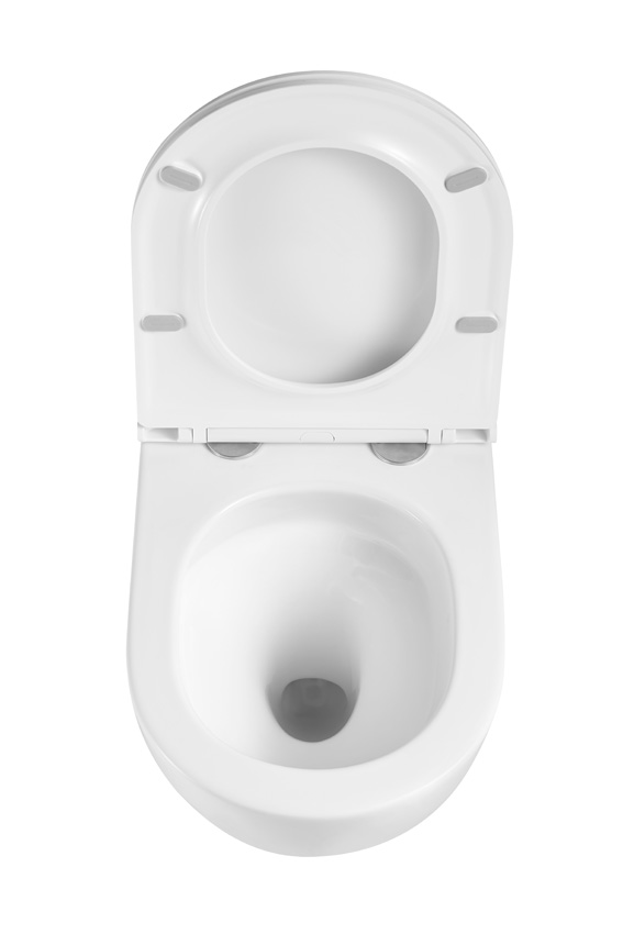 Toilette suspendue Linus sans rebord flush tornade blanc brillant avec abattant WC inclus