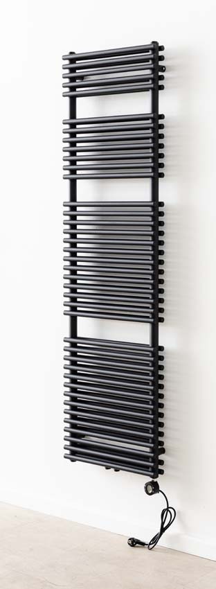 Handdoekradiator Doby 180x50cm dubbel zwart 1484W met verwarmingselement