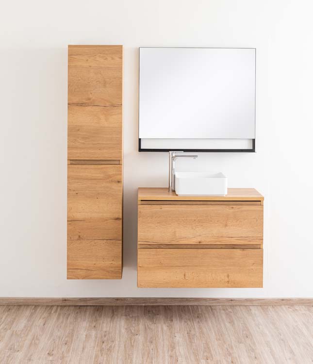 Badmeubel Daria eik goudbruin 900 mm opbouwtablet melamine