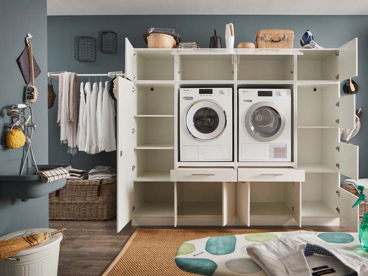 Meuble pour buanderie Decowash set 17 blanc 235x67,5x200cm