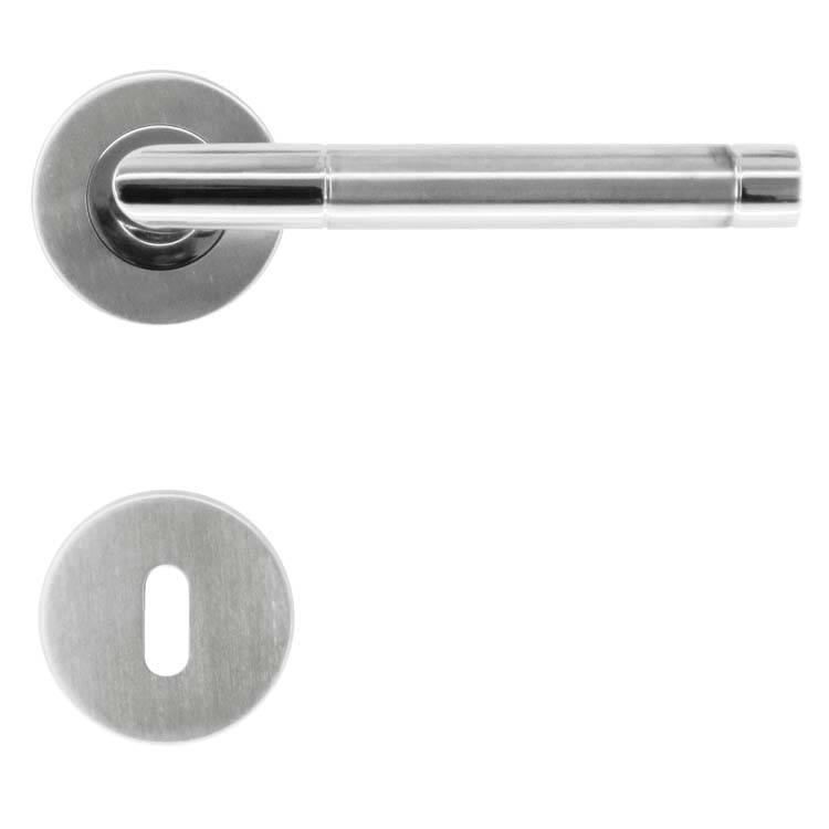 Poignée de porte pro brienza inox plus rosace barbe