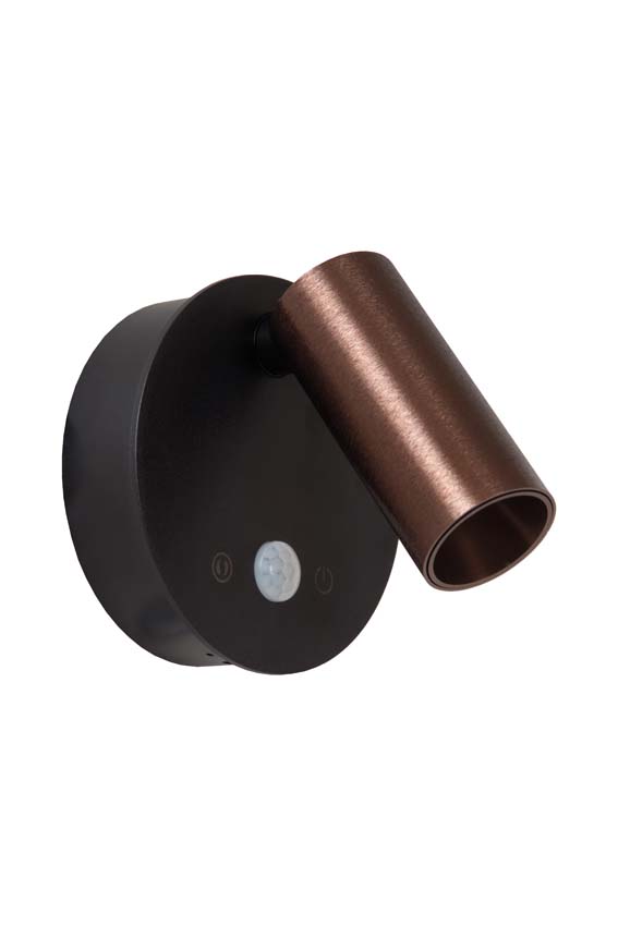 Oplaadbare wandspot Rune - koffie - Ø8,1cm - LED Dimbaar - 1x2W - 2700K/4000K - bewegingssensor - magnetisch