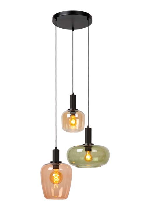 Hanglamp - zwart - dimbaar - 3xE27 - 40W