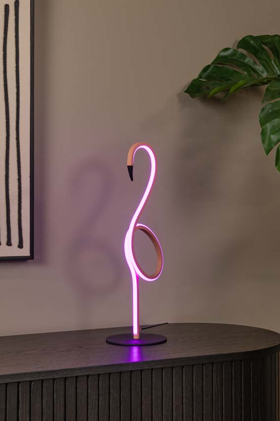 Lucide FLAMINGO - Tafellamp - LED Dimb. - RGB - Roze