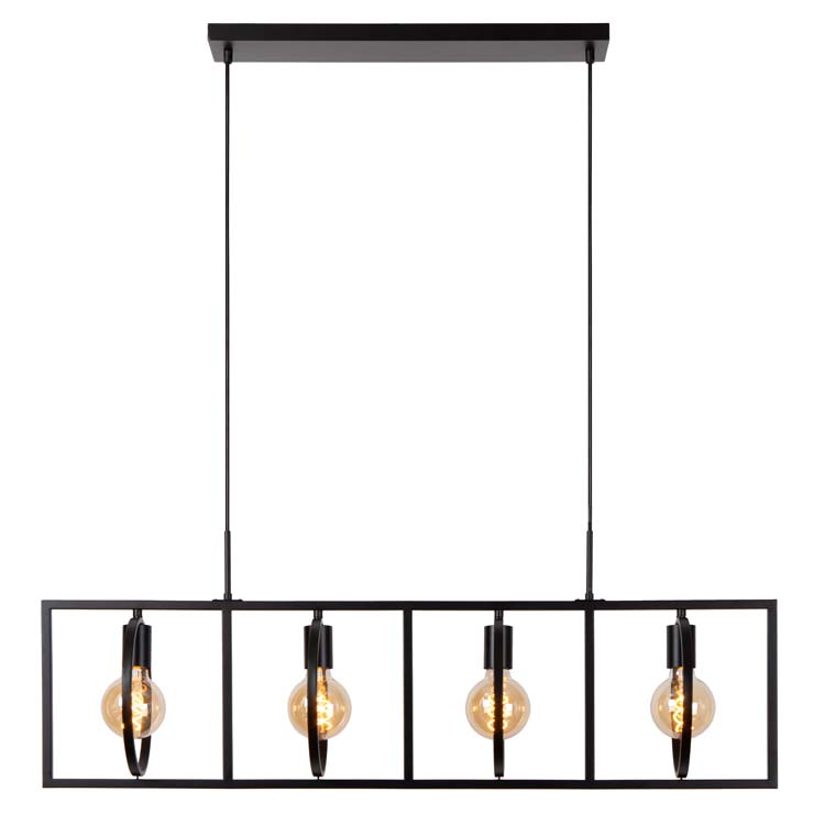 Hanglamp - zwart - 107cm - 4xE27 - 40W