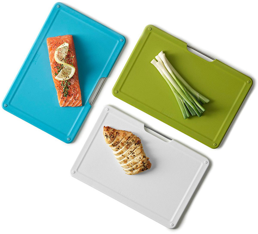 Planche à découper plastique multicolore 38x21cm set de 3