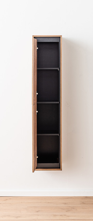 Armoire colonne Toledo chêne/noir suspendue 160x35x30cm
