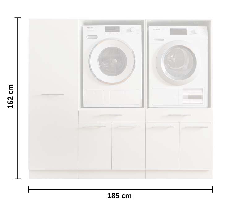 Wasmachine kast Decowash set 14 antraciet 185x67,5x162cm