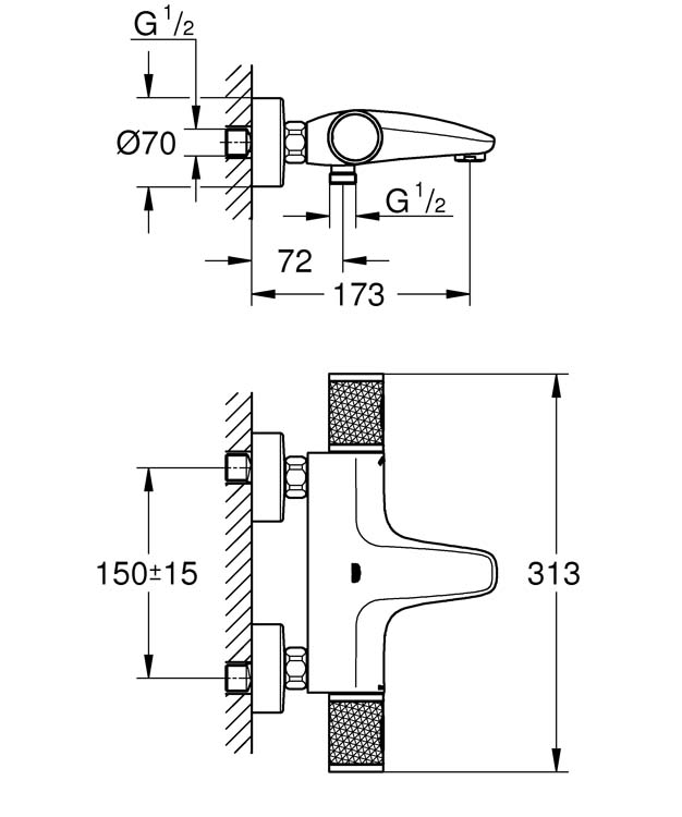 Bad-douchekraan Grohe Precision Feel thermostatisch chroom