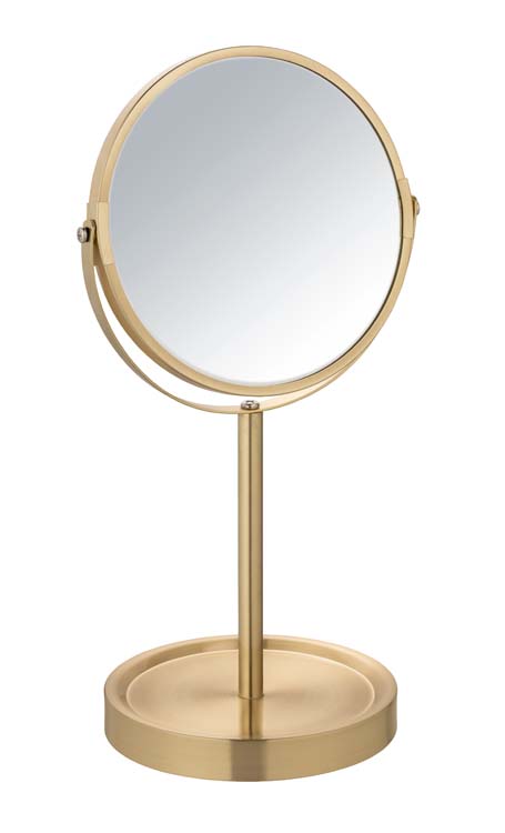 Make-up spiegel Alata rond met vergroting goud mat 35x18,5cm