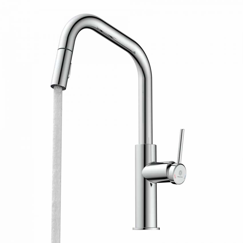 Robinet de cuisine Wasserwerk WK 13 Edge chrome avec bec extractible