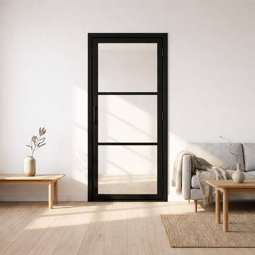 Bloc-porte 78cm steel look feeling black 3R verre clair 201.5cm